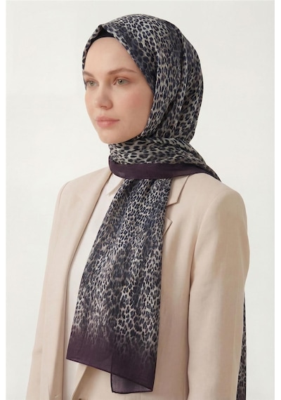 Silk Home Leopar Desen Pamuklu Patlıcan Moru 90x200 Soft Şal Çok Renkli