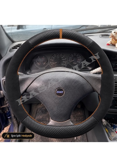 Fiat Marea Dikme Direksiyon Kılıfı Alcantara Süet Mat Karbon Taba Yüzük Ve Dikiş Hlx-spor 3 Kollu 1996-2002