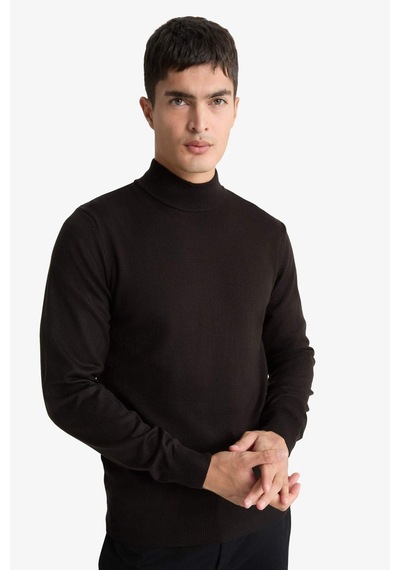 Defacto Slim Fit Dar Kesim Balıkçı Yaka Basic Düz Triko Kazak R1127az25wnbn497 Kahve