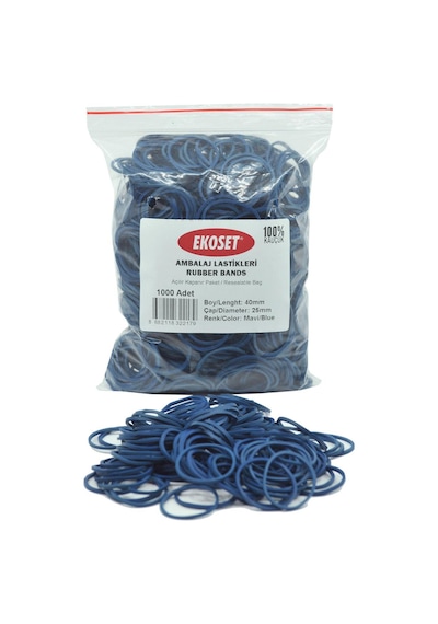 Ekoset Mavi Paket Ambalaj Para Lastiği 40Mm 5.000 Adet