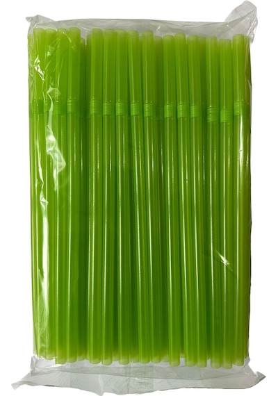 Omeyva Körüklü Yeşil Kalın Buzlu Soğuk İçecek Pipet - 22 Cm. - 8 Mm. - 500 Adet