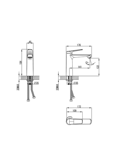 Cerastyke Aqua Lavabo Bataryası Gri