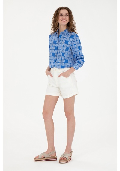 U.s. Polo Assn. Kadın Saks Gömlek Desenli 50264437-vr045 Mavi