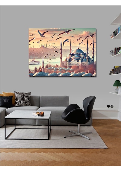 Kanvas Tablo Martılar Ve Mavi Cami