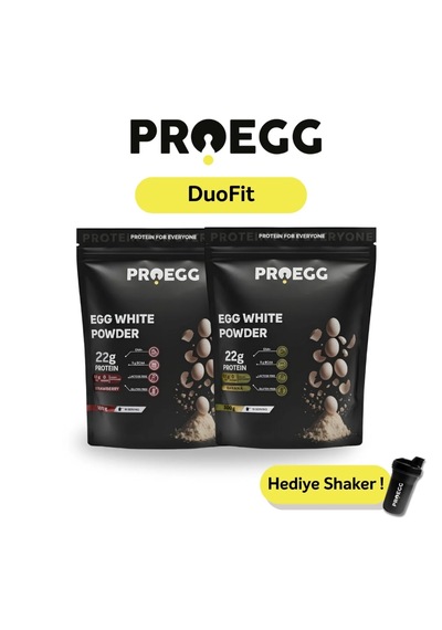Duofit Paketi Yumurta Akı Protein Tozu / 1 Çilekli + 1 Muzlu Çilek - Muz