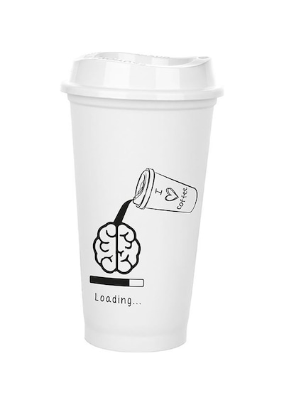 Kahve Bardağı Kapaklı Beyaz 473 Ml Çok Renkli