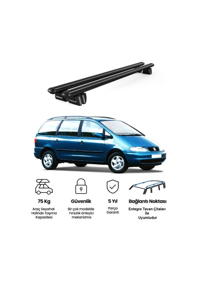 Pençe Seat Alhambra Ara Atkı 1996-2000 Uyumlu Siyah Ara Atkı Port Bagaj Tavan Barı