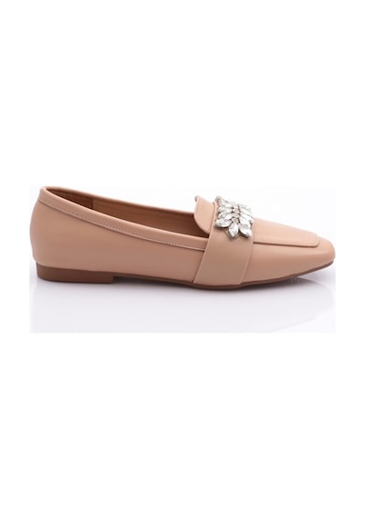 Dgn 50085-23y Kadin Kristal Taşli Tokali Loafer 5008-1423-R15042 Ten Rengi