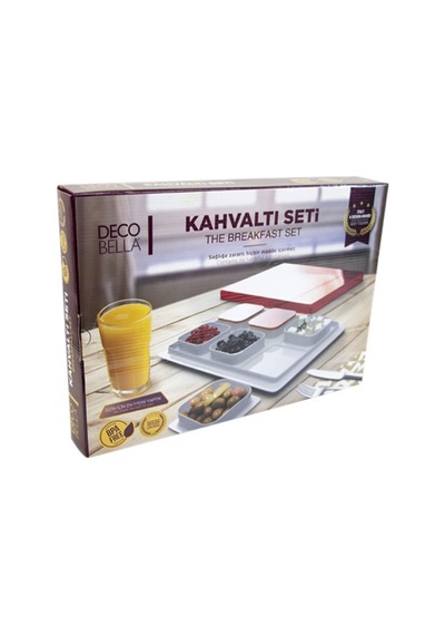 Beyaz Kırmızı Kapaklı Kahvaltılık Seti 6 Adet Beyaz