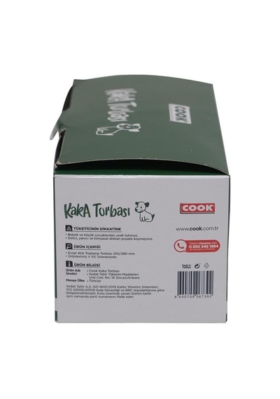 Cook Kaka Torbası, 12 Rulo X 30 Torba, 360 Adet, Elma Kokulu, Yeşil