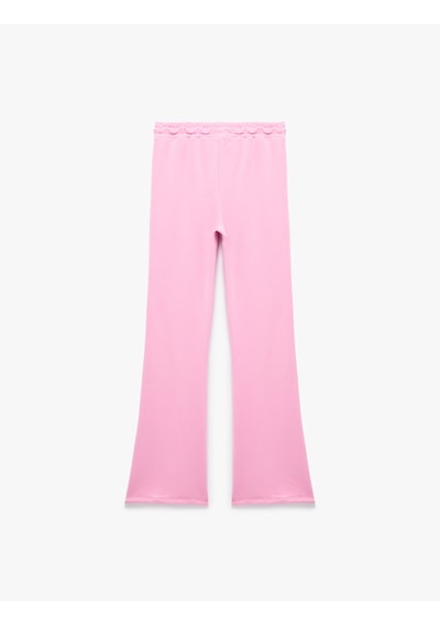 Koton Rahat Kalıp Beli Bağcıklı Triko Uzun Paça Pijama Altı Pembe 7wlk40292mk Gül