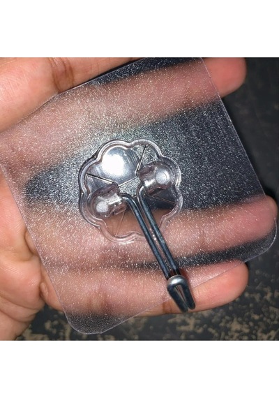 12 Adet Paslanmaz Metal Kancalı, Şeffaf, Kendiliğinden Kuvvetli Yapışkanlı, Banyo Mutfak Askısı Beya Diğer