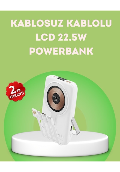 Hnrlıshp Lcd Göstergeli Manyetik Powerbank Type C Usb Girişli Çok Renkli