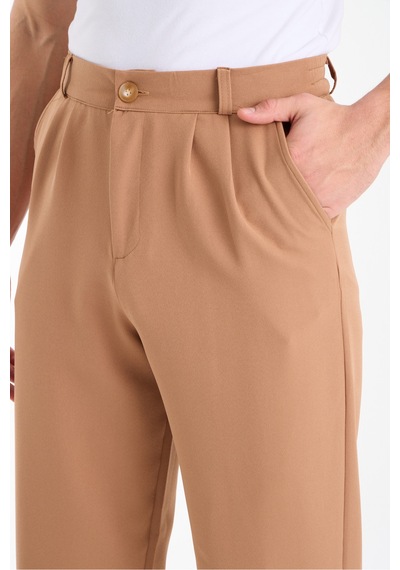 Gugus Erkek Baggy İthal Kumaş Pantolon Bej