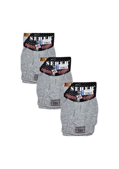 Yıldız 3'lü Erkek Penye Boxer-gri-m Gri