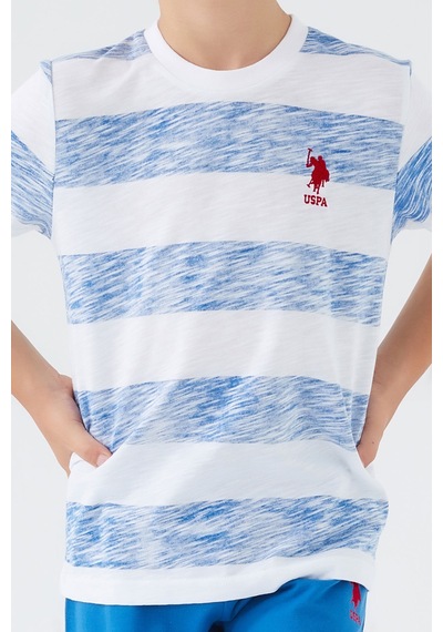 U S Polo Assn Stripe Pattern Mavi Erkek Çocuk Bermuda Takım U S Polo Assn Stripe Pattern Mavi Erkek Çocuk Bermuda Takım