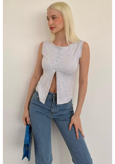Karmelanj Bisiklet Yaka Düğmeli Kadın Bluz Mg2638 Karmelanj