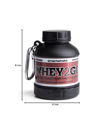 Whey2go Siyah Protein Tozu Saklama Kabı 50 G - Bpa İçermeyen Çalkalayıcı Şişe Hunisi, Whey Protein Tozu + Protein Shakes İçin 110 Ml, Dc Comics Batman Erkekler İçin Hediyeler Siyah