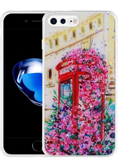 Apple Uyumlu iPhone 7 Plus Kılıf Simli Desenli Kamera Korumalı Parlak Zore Popy Kapak Kulübe