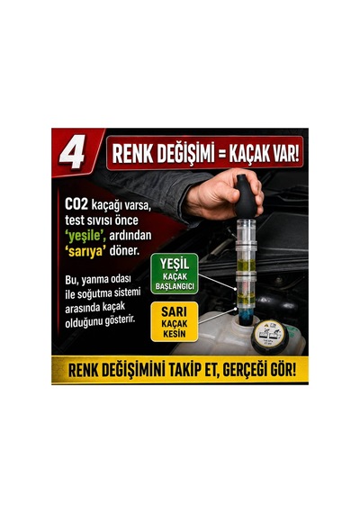 Co₂ Conta Kaçak Tespit Seti Silindir Kapak Motor Yanma Gazı Kontrolü