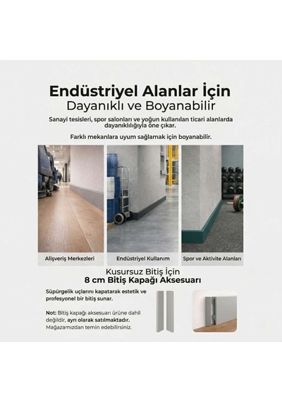 Espumo Kompozit Süpürgelik 8 cm Koyu Gri | Suya Dayanıklı Parke Duvar Süpürgelik 2,40 m ESP203