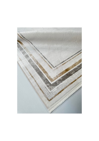 Merinos Vista Krem Renk Vizon Çerçeveli %100 Akrilik Yumuşak Dokulu Salon Oturma Odası Halısı 76335-957