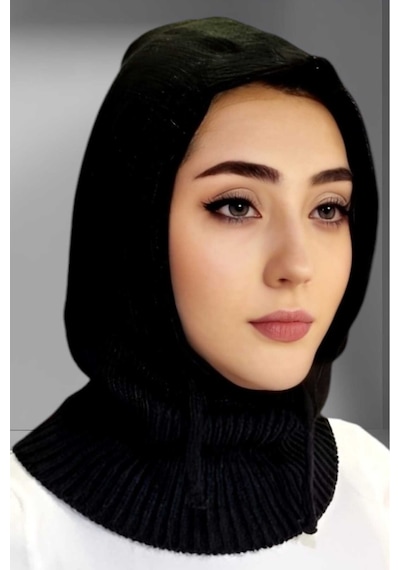 Tezzgelsin Balaclava Fitilli Triko Örgü Bere Başlık Siyah