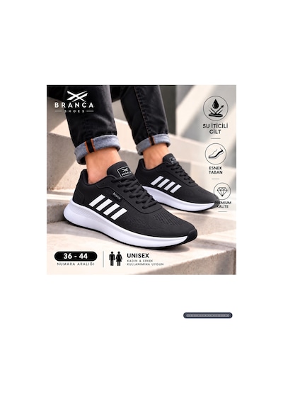 Branca Unisex Kadın Erkek Yarı Ortapedik Günlük Spor Sneaker Yürüyüş Outdoor Ayakkabı Siyah - Beyaz SİYAH-BEYAZ
