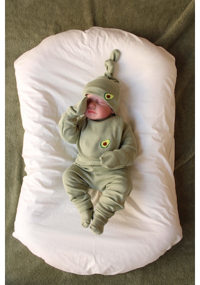 Oh Lala Koala Avokado Nakışlı 5li Uzun Kollu Yenidoğan Set Haki