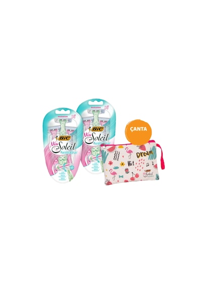 Bic Miss Soleil Sensitive Bundle Kadın Tıraş Bıçağı Seti 3'lü + Makyaj Çantası