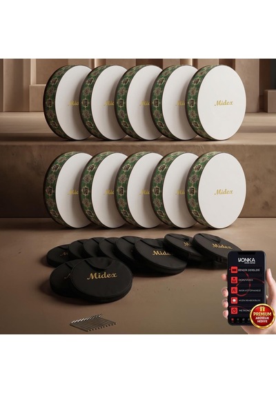 Midex Br-411x 10'lu Bendir Def Toptan Paket Akort Ayarlı El Tutma Oyuklu Çantalı
