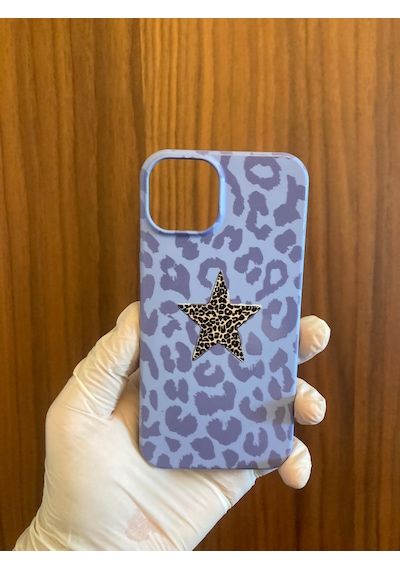 Apple iPhone Uyumlu 13/14 Leopar Baskılı İçi Kadife Silikon Telefon Kılıfı lila