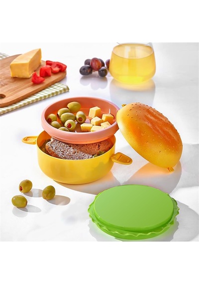 Hamburger Görünümlü Beslenme Ve Saklama Kabı Çok Renkli 86934404