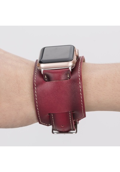Apple Watch Uyumlu Deri Kordon 42-44-45mm Cuff V4ef Diğer
