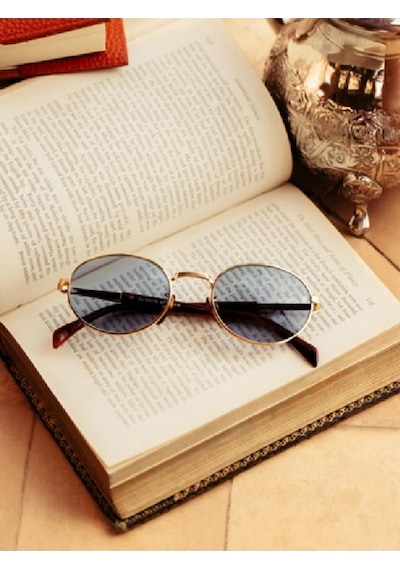 Oval Photochromic Güneş Gözlüğü Açık Mavi Cam Db 1196 T5u Altın