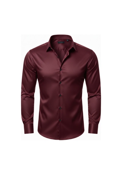 Butik İstanbul Erkek Saten Klasik Gömlek Bordo