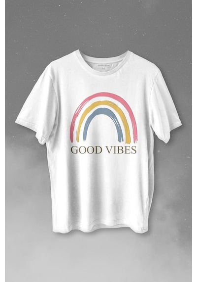 Good Vibes Gökkuşağı Rainbow Cisniyet Eşitlik Özgürlüğü Baskılı Tişört Unisex T-shirt 001