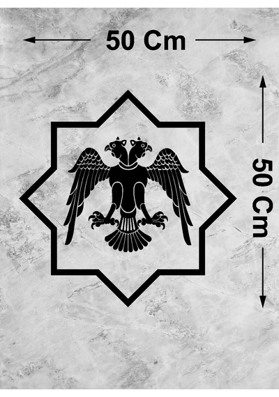 Selçuklu Kartalı Sticker Selçuklu Yıldızı Sticker - Araba Oto Motosiklet Karavan Cam Laptop Etiket - 00228 50x50 Cm