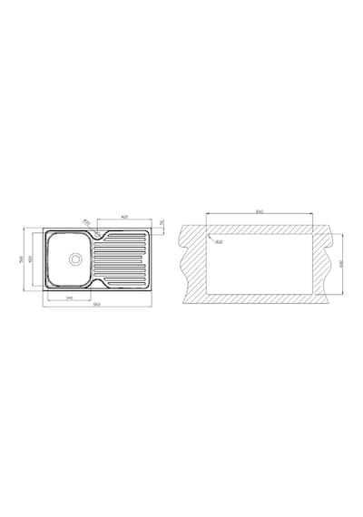 Teka Princess 50 Mikro Keten Sol Eviye 50 x 86 Sifon Dahil