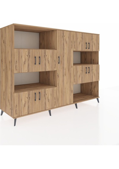 Kronos Dolap 10 Raflı 9 Kapaklı 220x59x163 Çam-çam Çam-çam