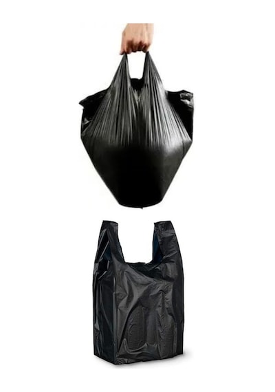Orta Boy Kalın Siyah Hışır Poşet, 5 Kg Kapasite