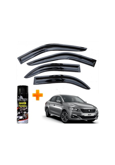 Peugeot 301 Mügen Cam Rüzgarlığı 2012 - 2020 Arası 4 Lü Takım +500ml Lastik Parlatıcı