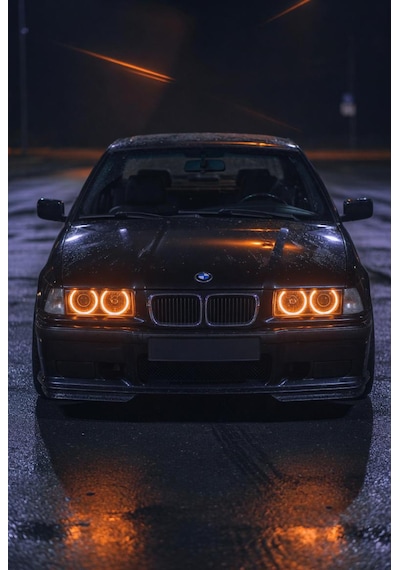 Bmw E36 Led Angel Halka Seti Amber Turuncu Far İçi Halka Takımı Premium Görünüm