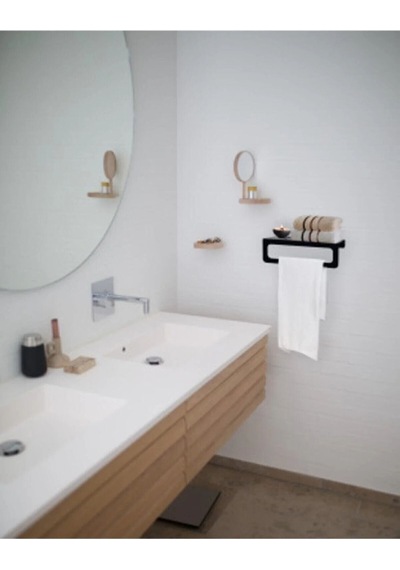 30cm Siyah Raflı Havlu Askısı, Metal Raflı Havluluk, Otel Banyo Askısı, Mutfak Banyo Raflı Havluluk Renkli
