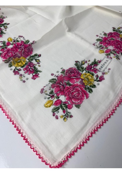 Eripek Oyalı Organik Pamuklu Yazma 06085 Krem-Pembe