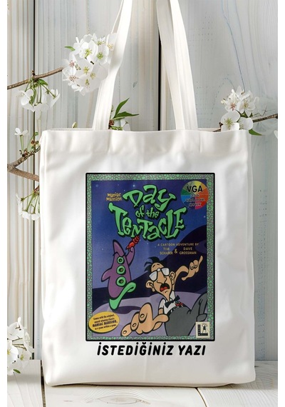 Art Hediye Maniac Mansion Oyun Baskılı Bez Çanta Omuz Çantası Kişiye Özel Model 6 Çok Renkli
