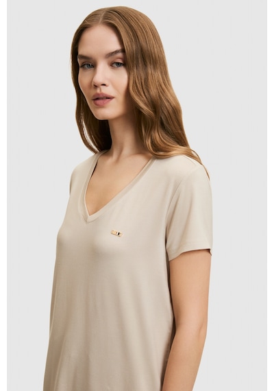 U.S. Polo Assn. U.s. Polo Assn. Kadın Taş Tişört Basic 50323448-vr049 Taş Rengi