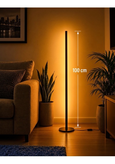 Led Lambader 100 Cm Rgb Mix Kumandalı Renk Geçişli 16 Renk Ambiyans Köşe Aydınlatma Siyah