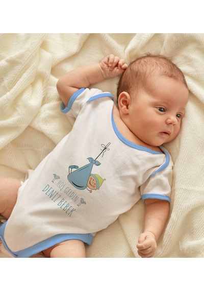 Bk Gift Bk Kids Hoş Geldin Bebek Tasarımlı Mavi Bebek Body Zıbın-9 0-3 Ay