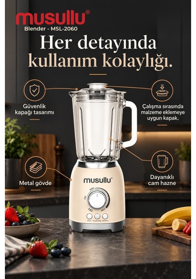 Musullu MSL-2060 800 W Cam Sürahi Retro Blender